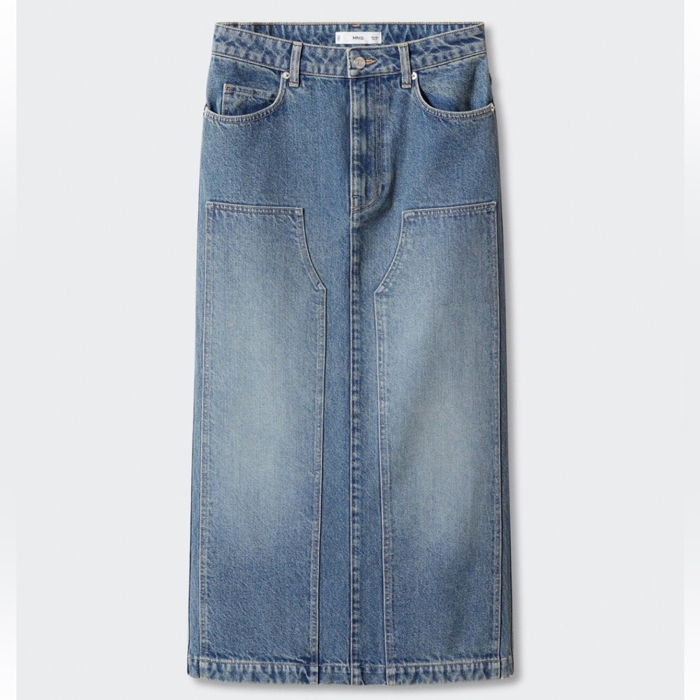 Mng Mango NWT Sz M denim maxi / utility / 90s / minimalist denim skirt.